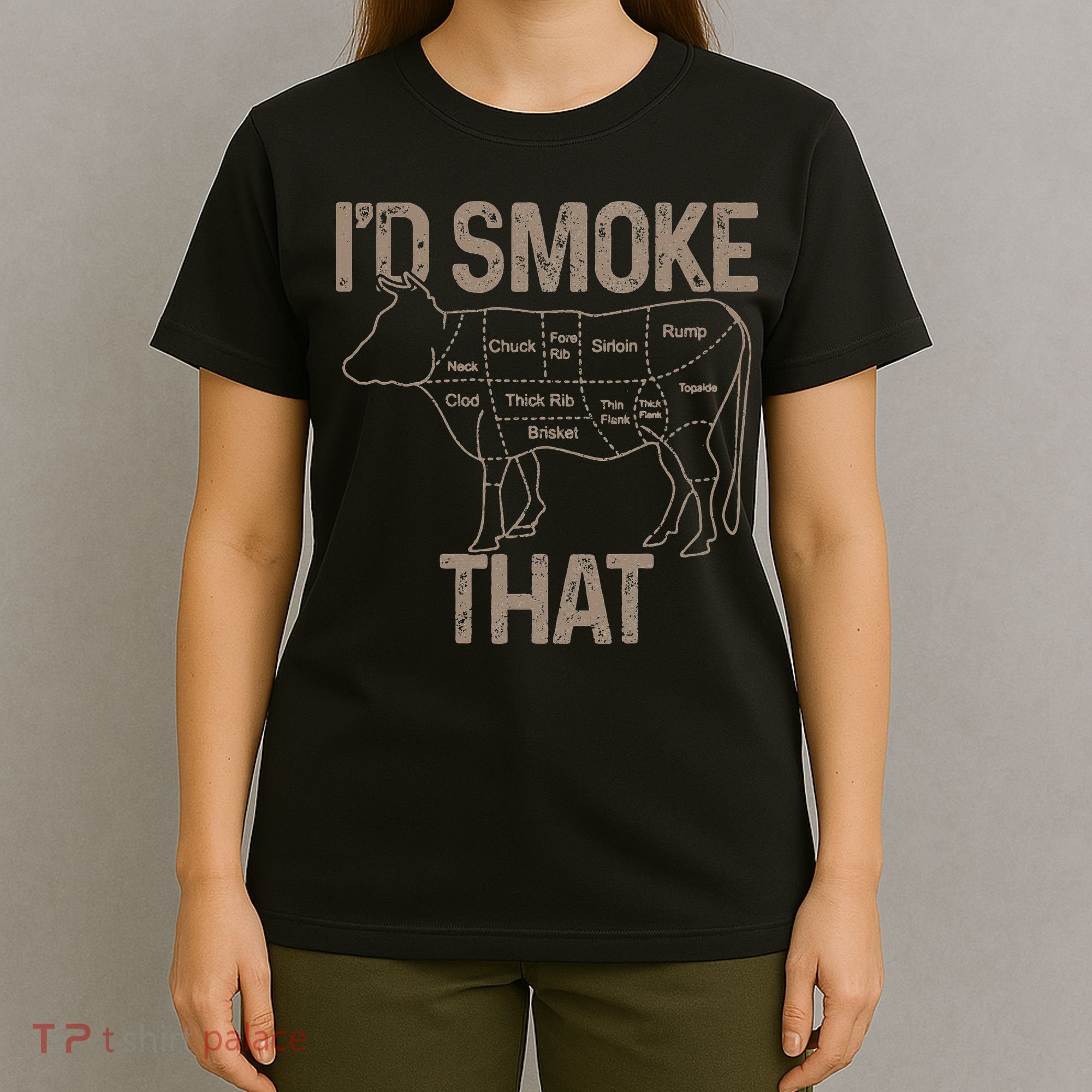 Chef Butcher Cook BBQ I'd Smoke That Cow Beef T-Shirt
