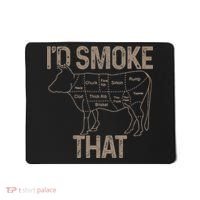 Chef Butcher Cook BBQ I'd Smoke That Cow Beef Mousepad thumb 0
