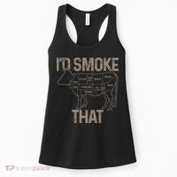 Chef Butcher Cook BBQ I'd Smoke That Cow Beef Women's Tank Top thumb 0