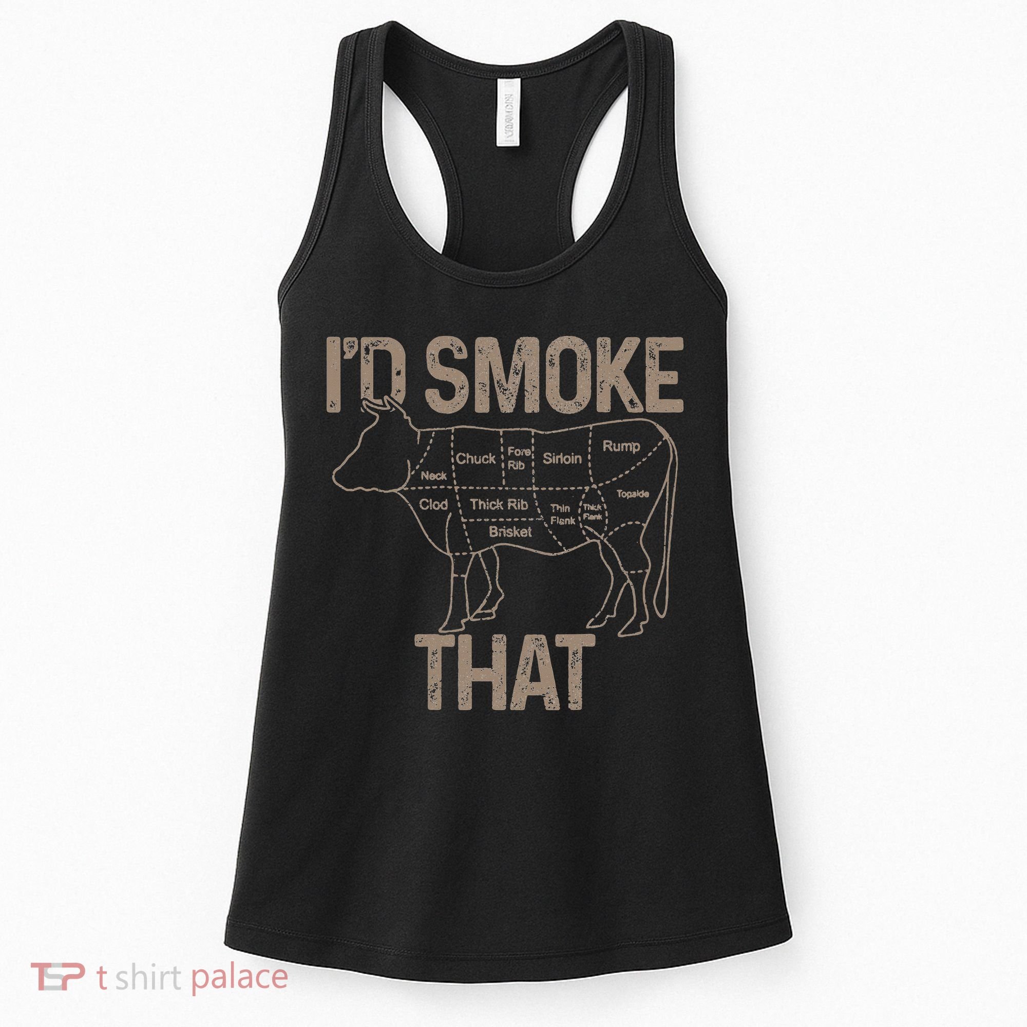 Chef Butcher Cook BBQ I'd Smoke That Cow Beef Women's Tank Top