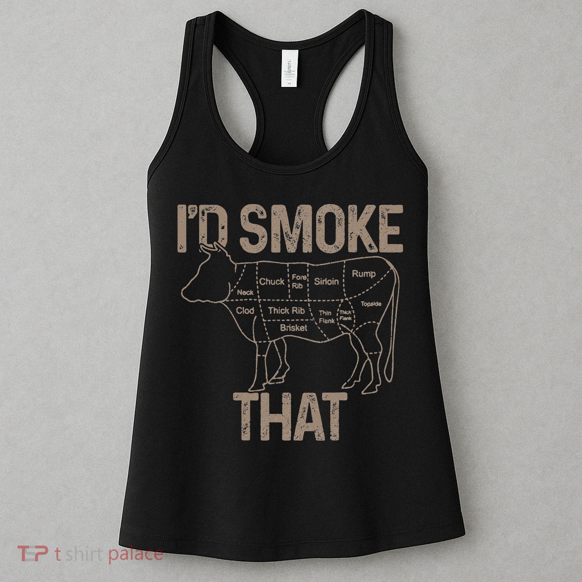 Chef Butcher Cook BBQ I'd Smoke That Cow Beef Women's Tank Top