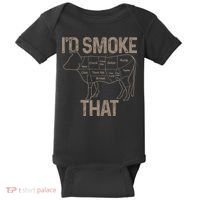 Chef Butcher Cook BBQ I'd Smoke That Cow Beef Baby Bodysuit thumb 0
