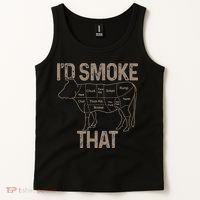 Chef Butcher Cook BBQ I'd Smoke That Cow Beef Tank Top thumb 2
