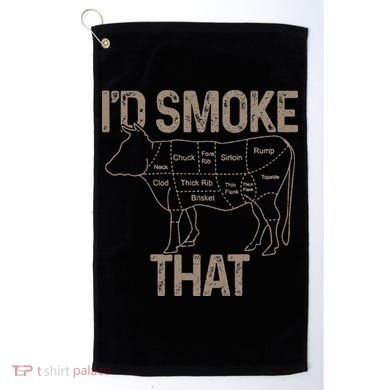 Chef Butcher Cook BBQ I'd Smoke That Cow Beef Golf Towel