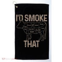 Chef Butcher Cook BBQ I'd Smoke That Cow Beef Golf Towel thumb 0