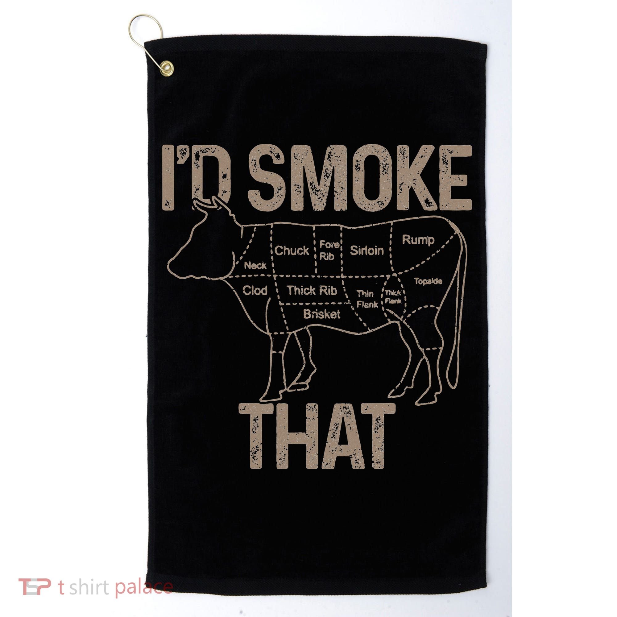 Chef Butcher Cook BBQ I'd Smoke That Cow Beef Golf Towel
