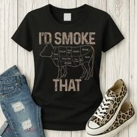 Chef Butcher Cook BBQ I'd Smoke That Cow Beef Women's T-Shirt thumb 3