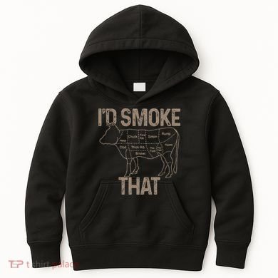 Chef Butcher Cook BBQ I'd Smoke That Cow Beef Kids Hoodie