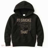 Chef Butcher Cook BBQ I'd Smoke That Cow Beef Kids Hoodie thumb 0