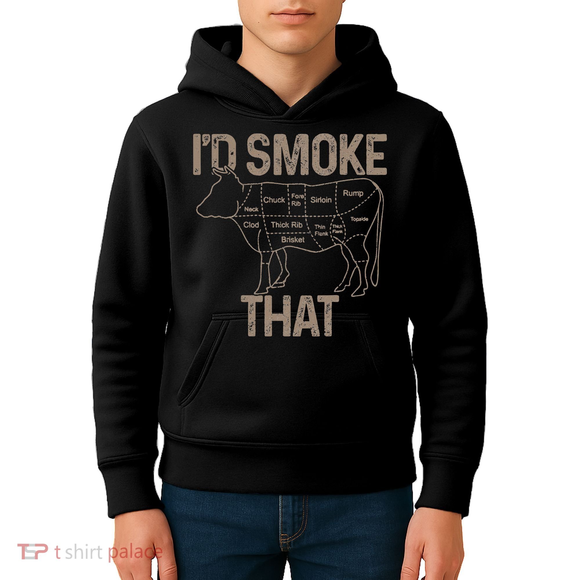 Chef Butcher Cook BBQ I'd Smoke That Cow Beef Kids Hoodie
