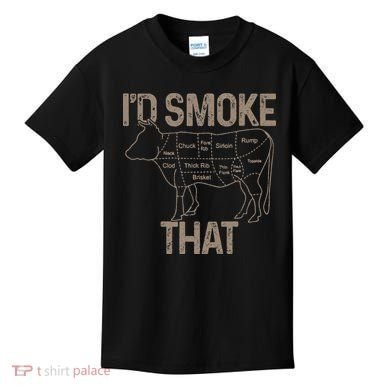 Chef Butcher Cook BBQ I'd Smoke That Cow Beef Kids T-Shirt