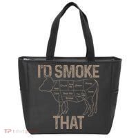 Chef Butcher Cook BBQ I'd Smoke That Cow Beef Tote Bag thumb 0