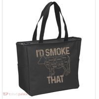 Chef Butcher Cook BBQ I'd Smoke That Cow Beef Tote Bag thumb 2