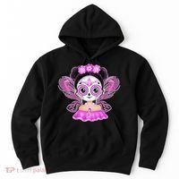 Cute Breast Cancer Awareness Sugar Skull Girl Hoodie thumb 0