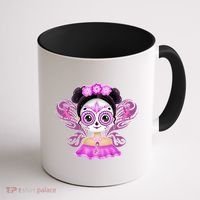 Cute Breast Cancer Awareness Sugar Skull Girl Coffee Mug thumb 1