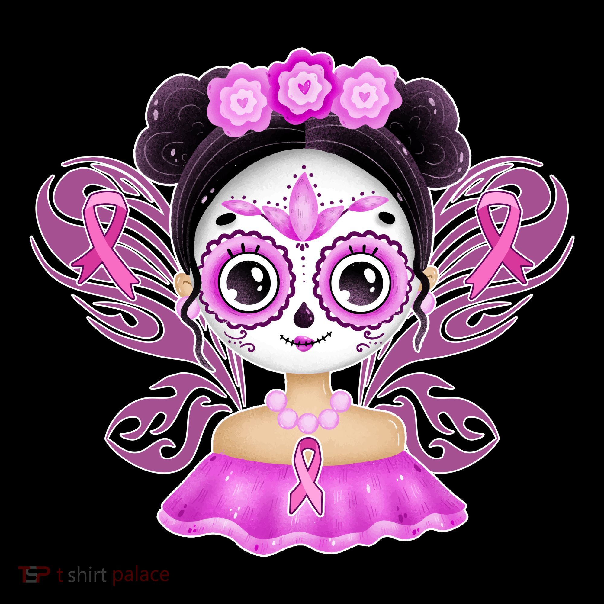 Cute Breast Cancer Awareness Sugar Skull Girl Coffee Mug