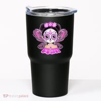 Cute Breast Cancer Awareness Sugar Skull Girl Tumbler thumb 0
