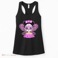 Cute Breast Cancer Awareness Sugar Skull Girl Women's Tank Top thumb 0