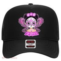 Cute Breast Cancer Awareness Sugar Skull Girl Hat thumb 0