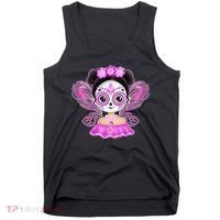 Cute Breast Cancer Awareness Sugar Skull Girl Tank Top thumb 0