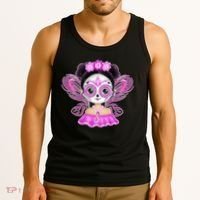 Cute Breast Cancer Awareness Sugar Skull Girl Tank Top thumb 3