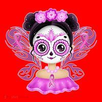 Cute Breast Cancer Awareness Sugar Skull Girl Santa Hat thumb 1