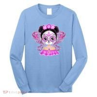Cute Breast Cancer Awareness Sugar Skull Girl Long Sleeve Shirt thumb 0