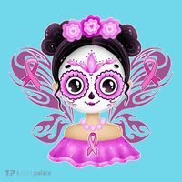 Cute Breast Cancer Awareness Sugar Skull Girl Long Sleeve Shirt thumb 2