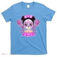 Cute Breast Cancer Awareness Sugar Skull Girl T-Shirt thumb 0