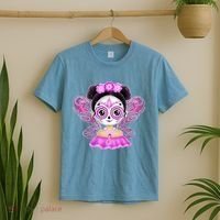 Cute Breast Cancer Awareness Sugar Skull Girl T-Shirt thumb 2