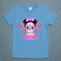 Cute Breast Cancer Awareness Sugar Skull Girl T-Shirt thumb 4
