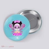 Cute Breast Cancer Awareness Sugar Skull Girl Button thumb 0