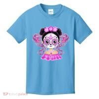 Cute Breast Cancer Awareness Sugar Skull Girl Kids T-Shirt thumb 0