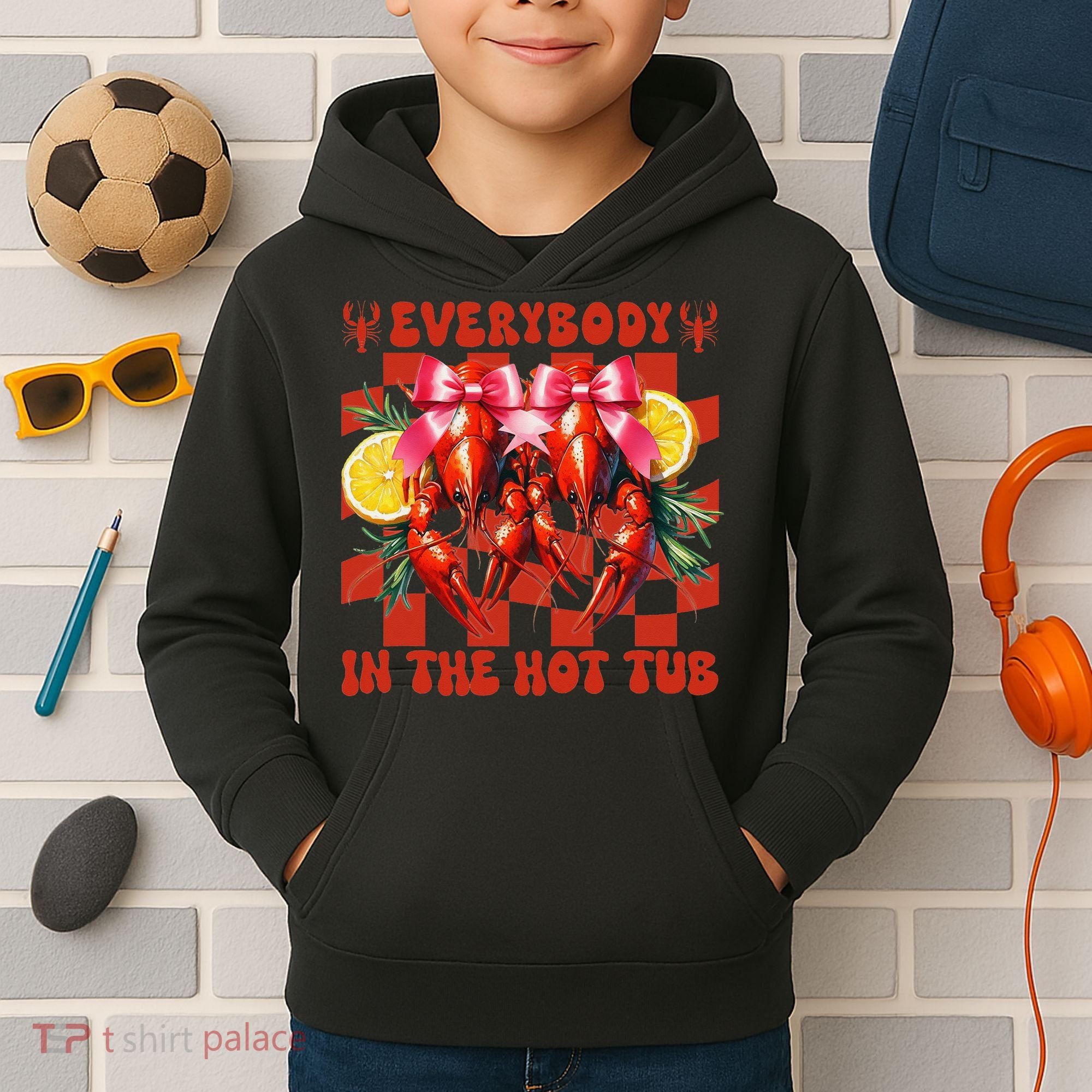 Crawfish Boil Coquette Everybody In Hot Tub Cajun Seafood Kids Hoodie