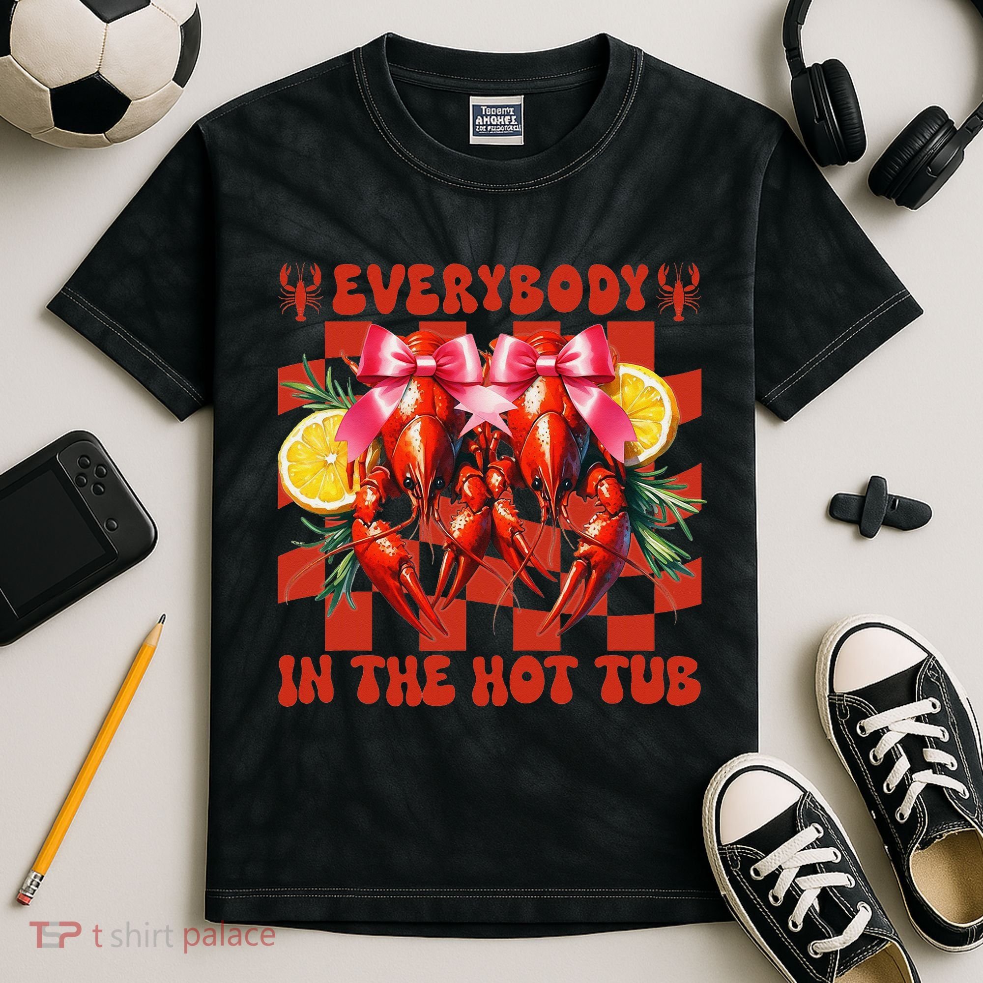 Crawfish Boil Coquette Everybody In Hot Tub Cajun Seafood Kids Tie-Dye T-Shirt