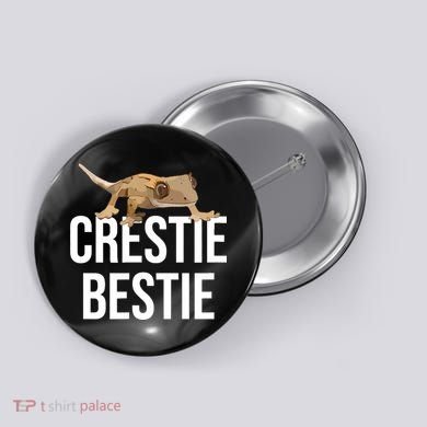 Crestie Bestie Crested Gecko Reptile Lizard Pet Lover Gift TShirt Button