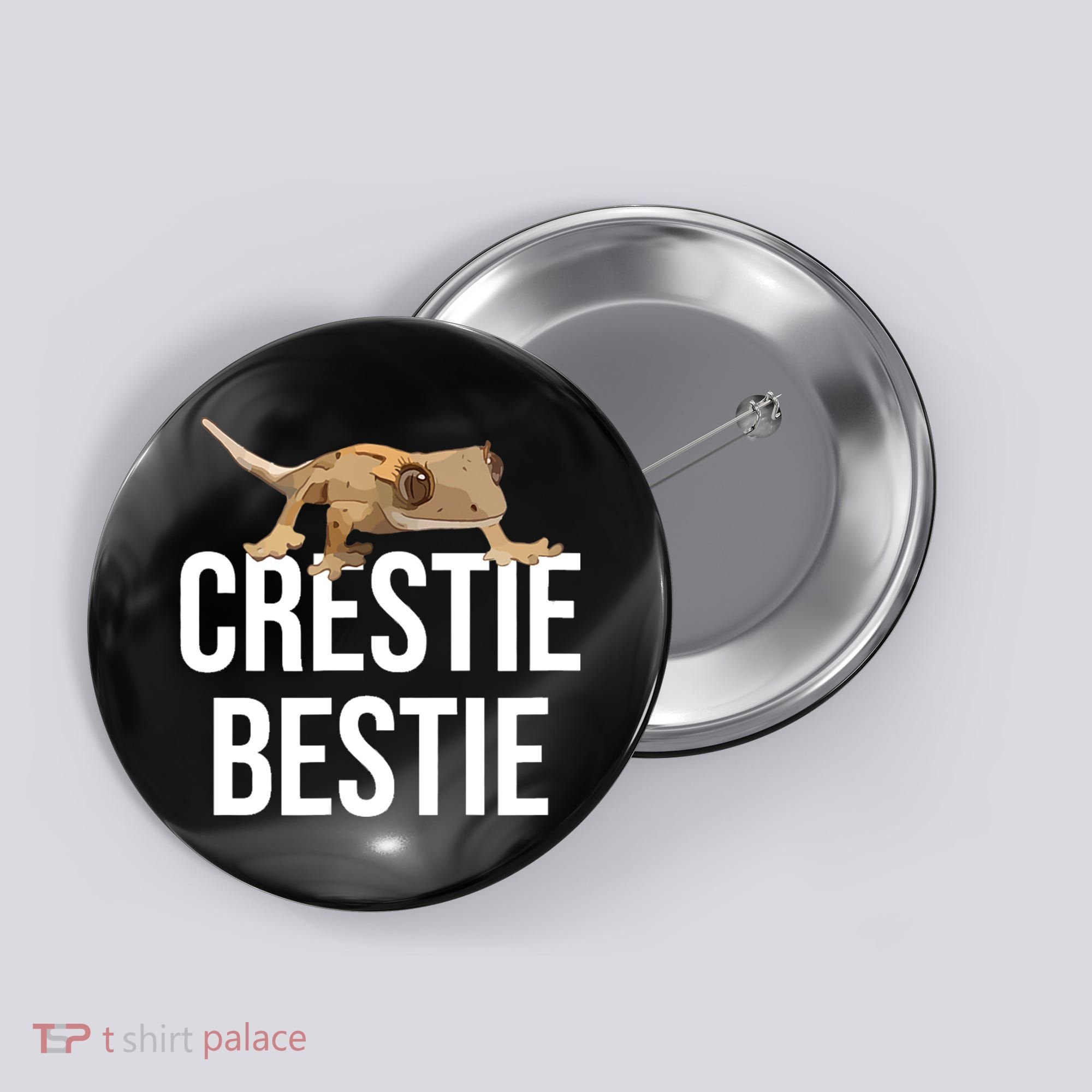 Crestie Bestie Crested Gecko Reptile Lizard Pet Lover Gift TShirt Button