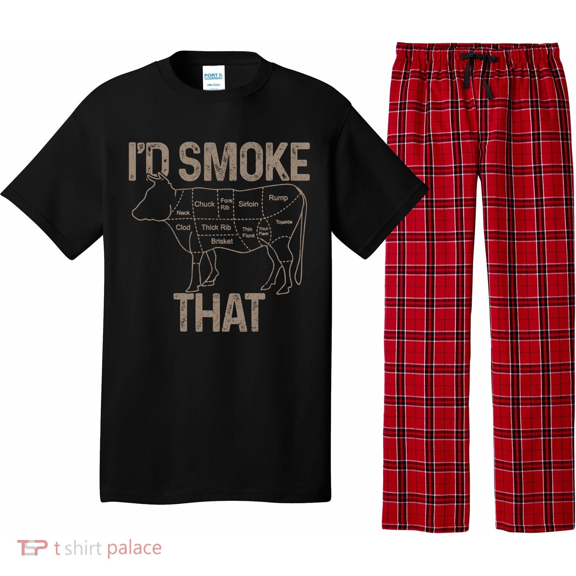 Chef Butcher Cook Bbq I'd Smoke That Cow Beef Funny Gift Pajama Set