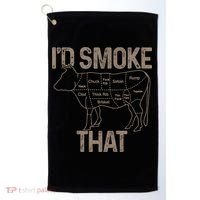 Chef Butcher Cook Bbq I'd Smoke That Cow Beef Funny Gift Golf Towel thumb 0