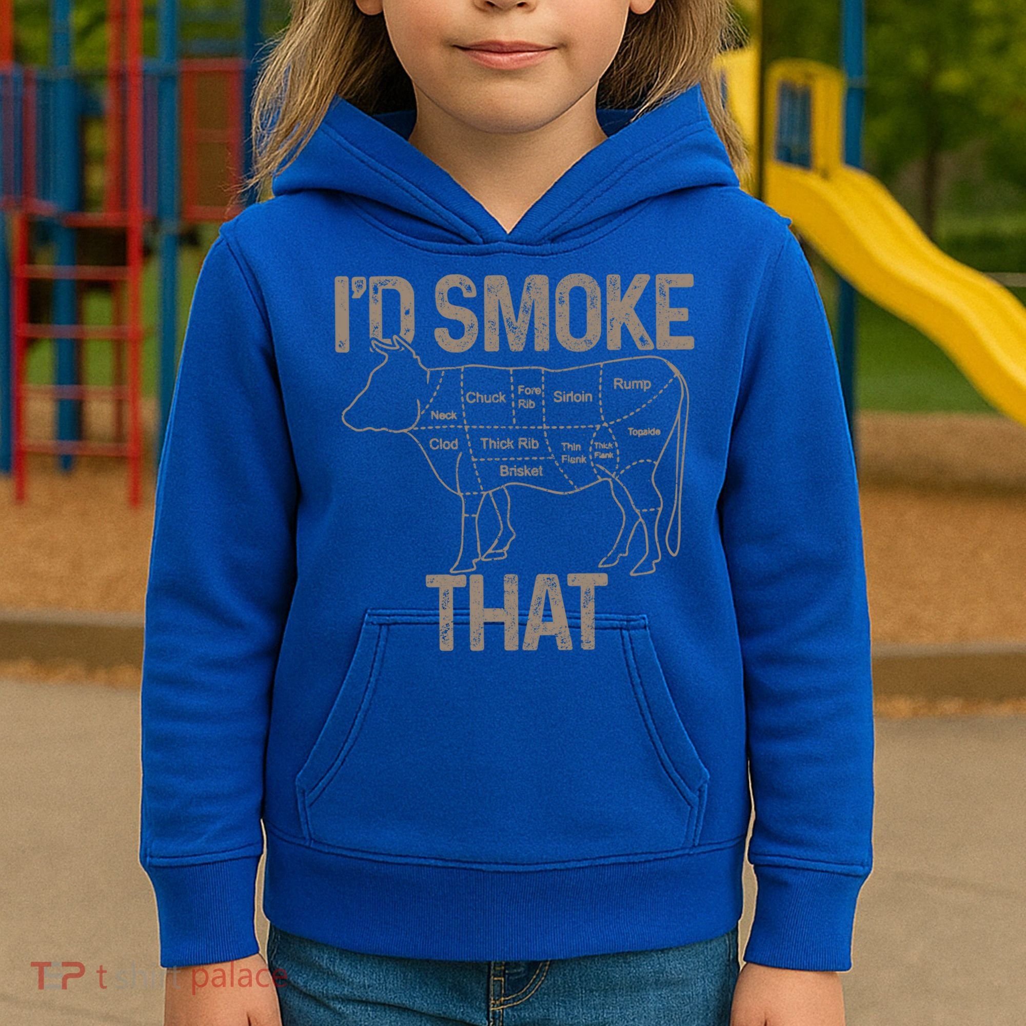 Chef Butcher Cook Bbq I'd Smoke That Cow Beef Funny Gift Kids Hoodie