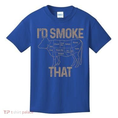 Chef Butcher Cook Bbq I'd Smoke That Cow Beef Funny Gift Kids T-Shirt