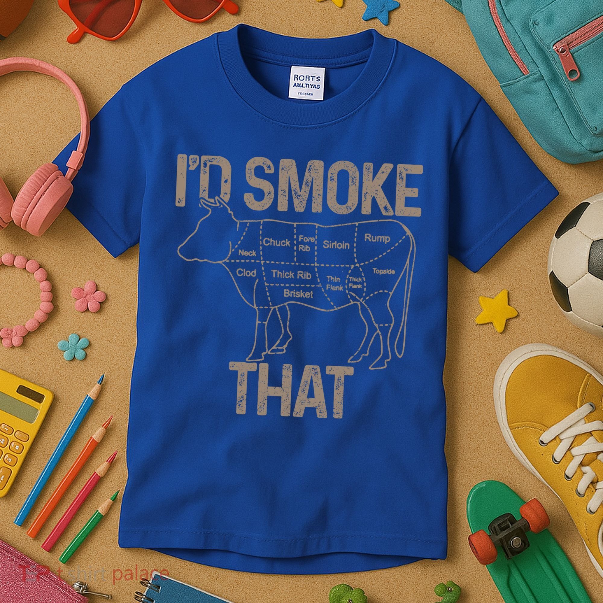 Chef Butcher Cook Bbq I'd Smoke That Cow Beef Funny Gift Kids T-Shirt