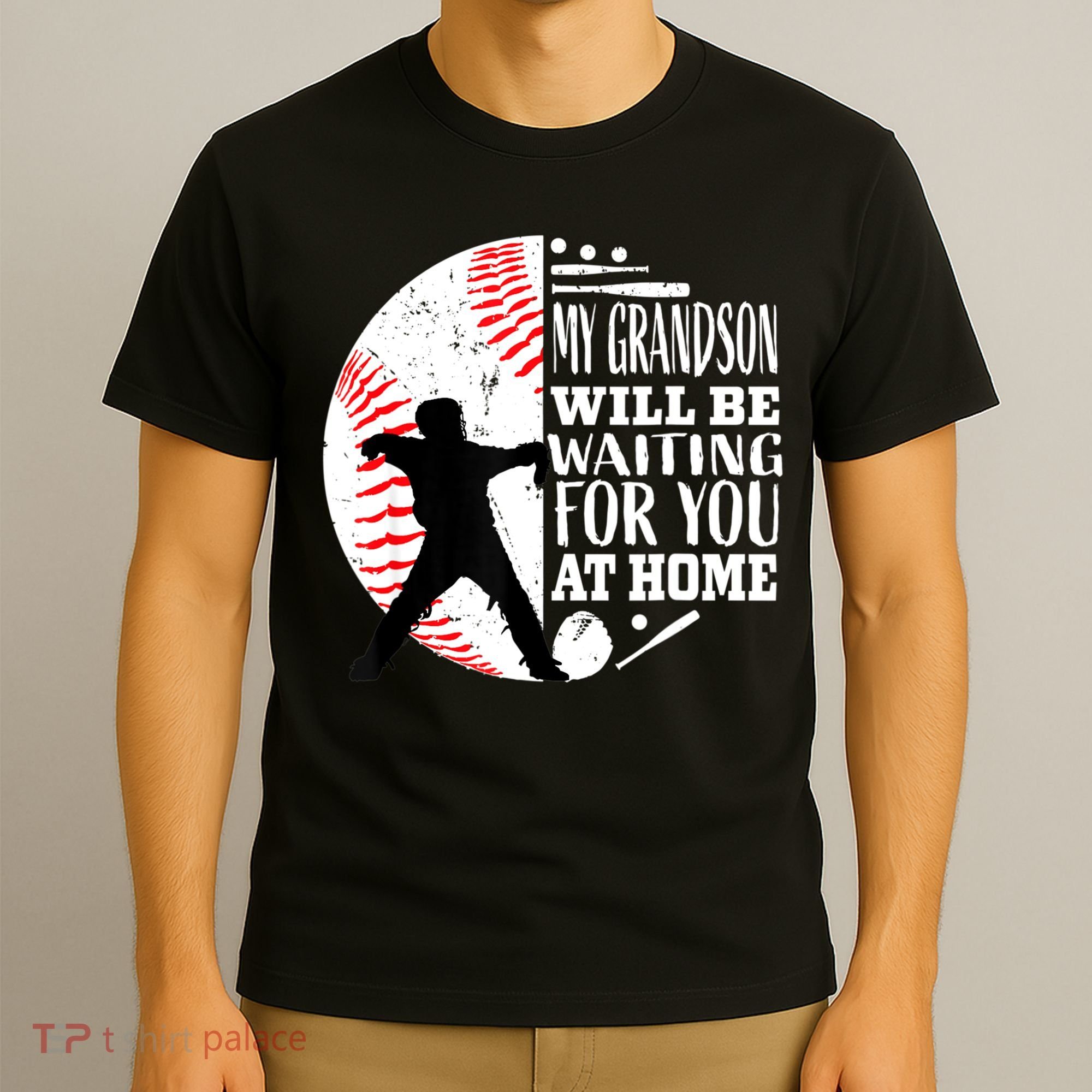 Cute Baseball Catcher Grandma Grandpa Grandson Quote Graphic T-Shirt