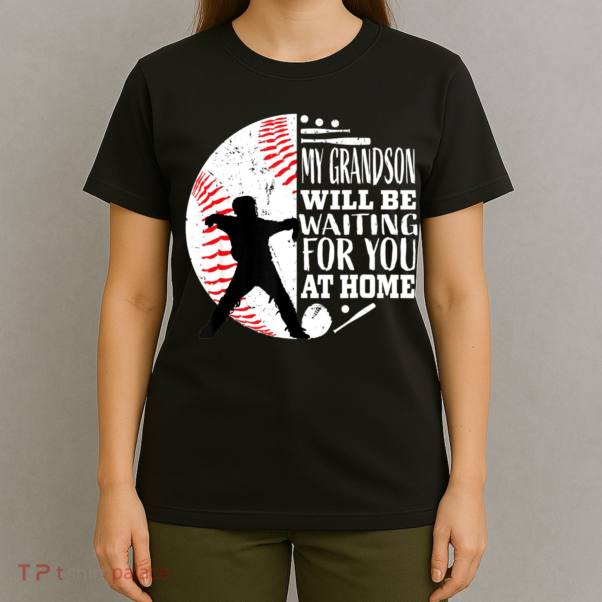 Cute Baseball Catcher Grandma Grandpa Grandson Quote Graphic T-Shirt