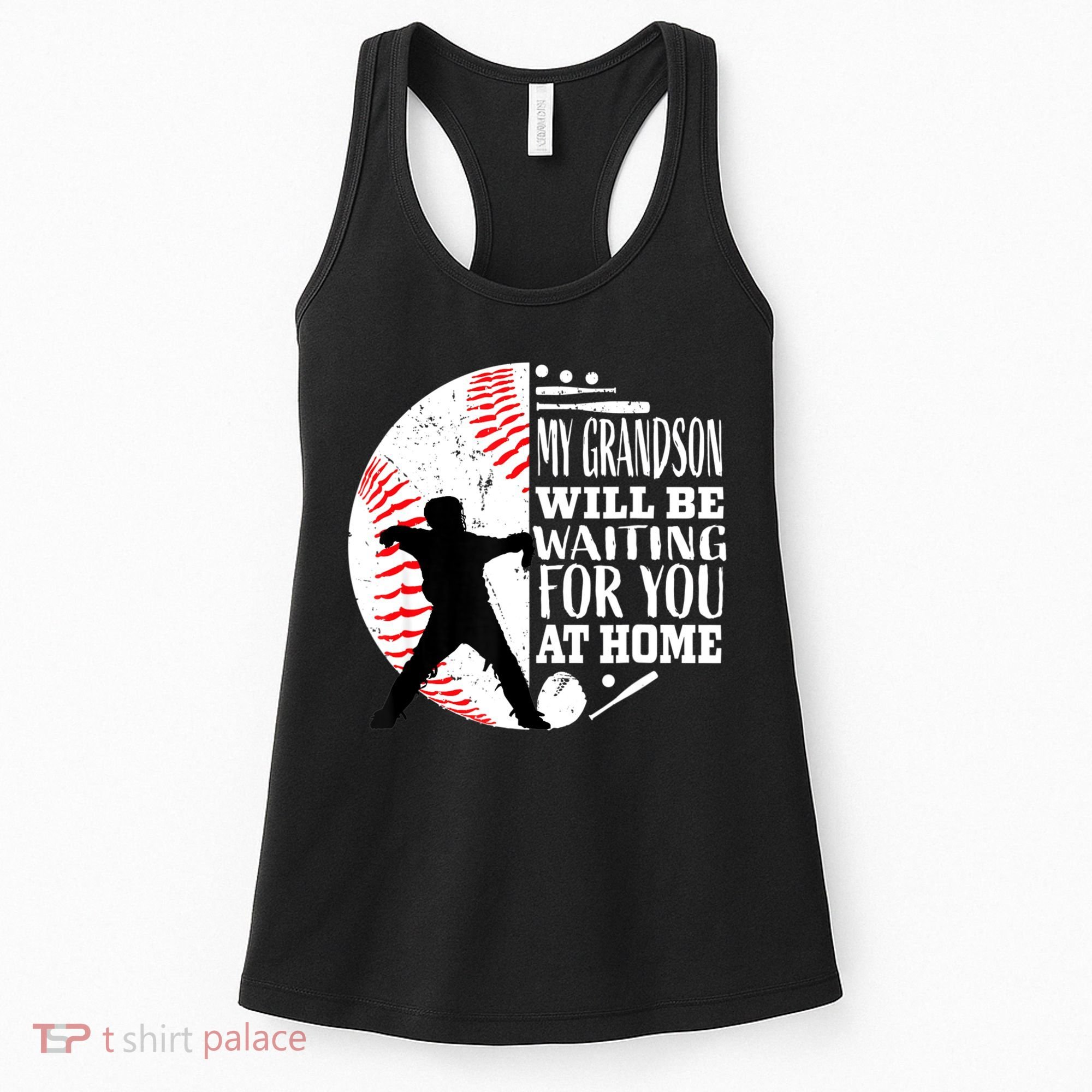Cute Baseball Catcher Grandma Grandpa Grandson Quote Graphic Women's Tank Top