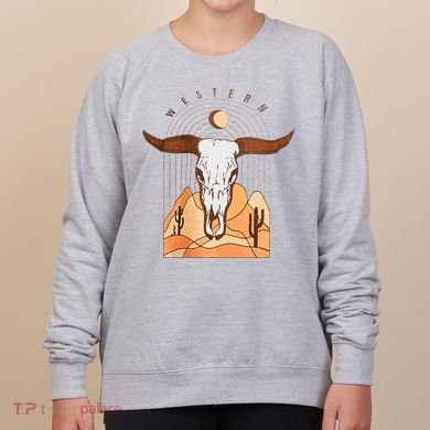 Cow Bull Cattle Skull Head Western Women's Sweatshirt