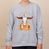 Cow Bull Cattle Skull Head Western Women's Sweatshirt thumb 0