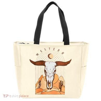 Cow Bull Cattle Skull Head Western Tote Bag