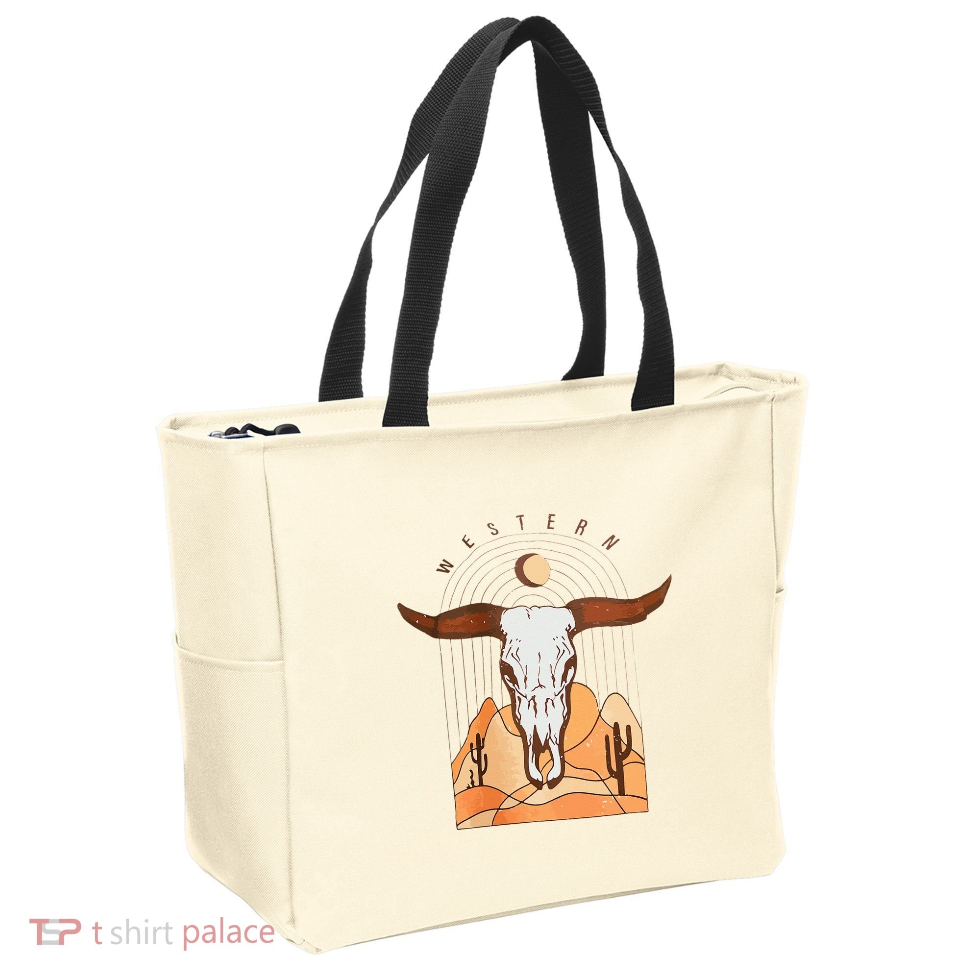 Cow Bull Cattle Skull Head Western Tote Bag