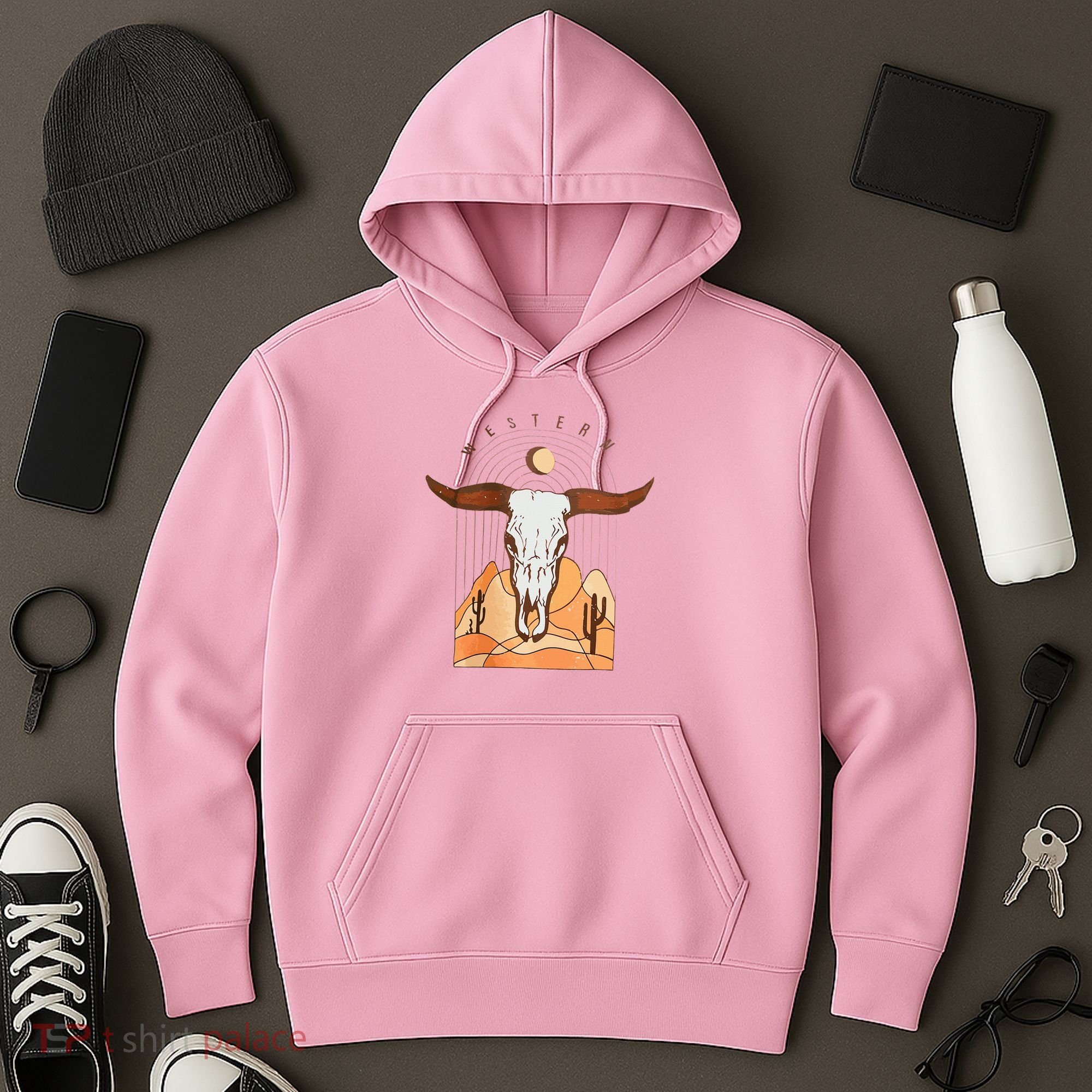 Cow Bull Cattle Skull Head Western Hoodie